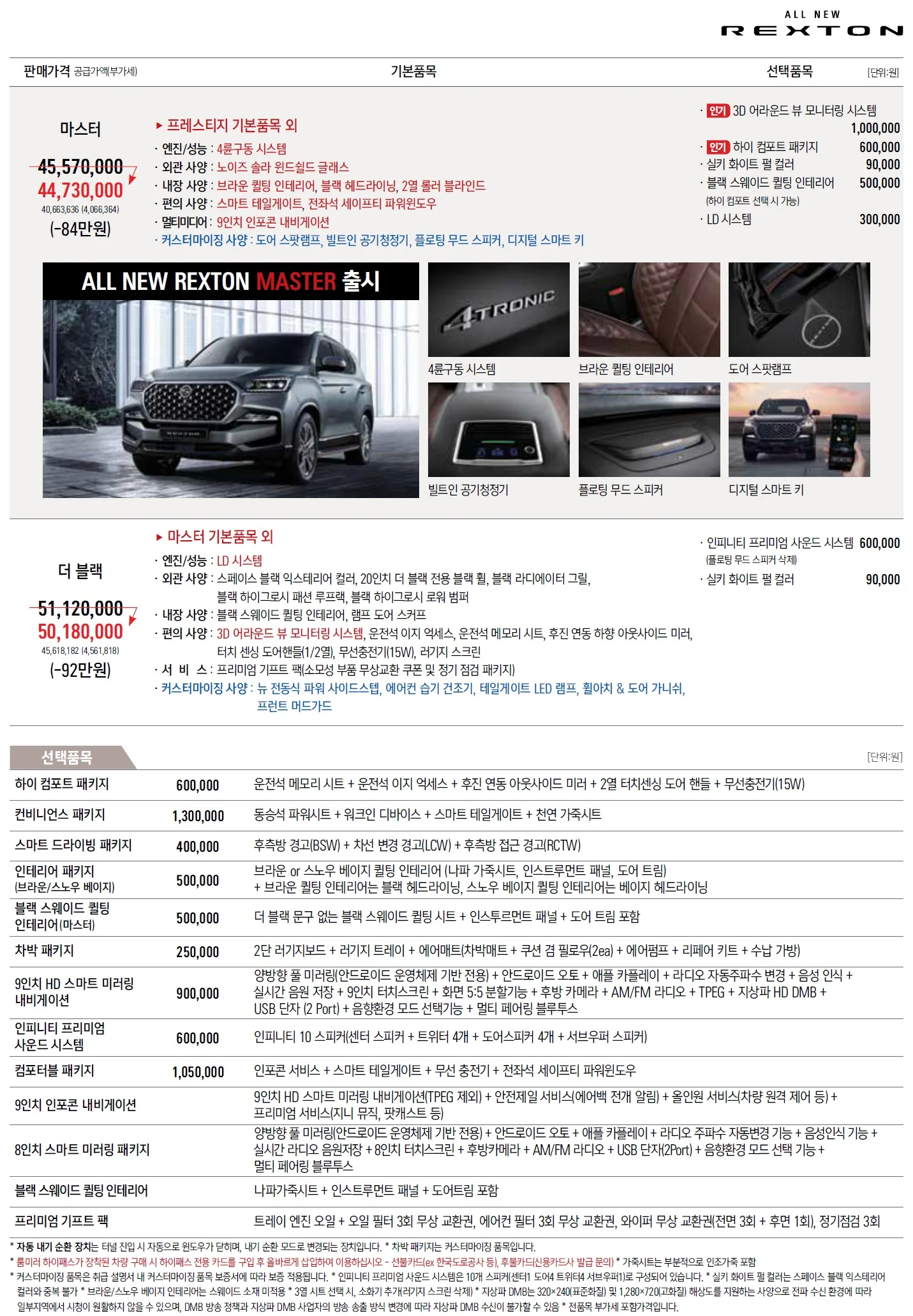 렉스턴 가격표 - 2021년 08월 2쪽