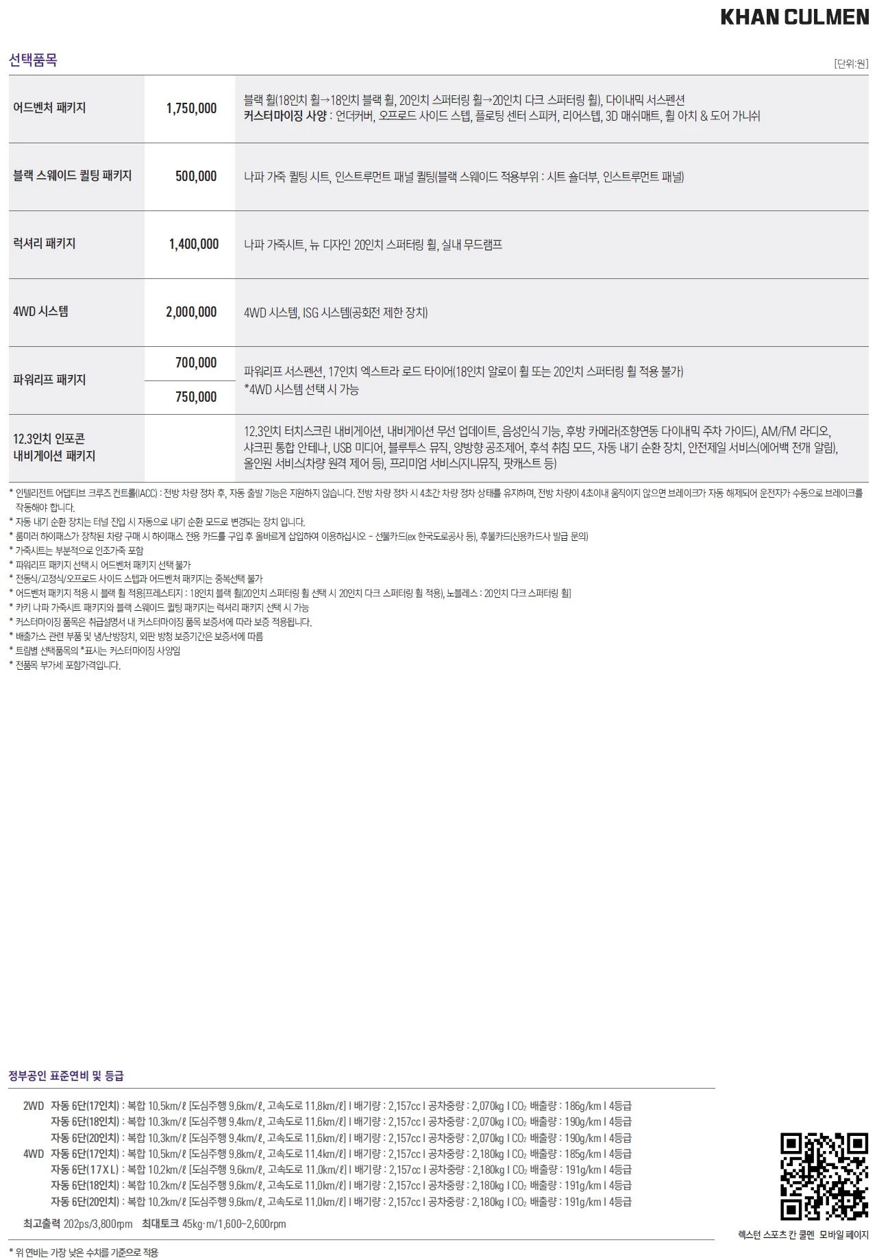 렉스턴스포츠 칸 가격표 - 2023년 05월 6쪽
