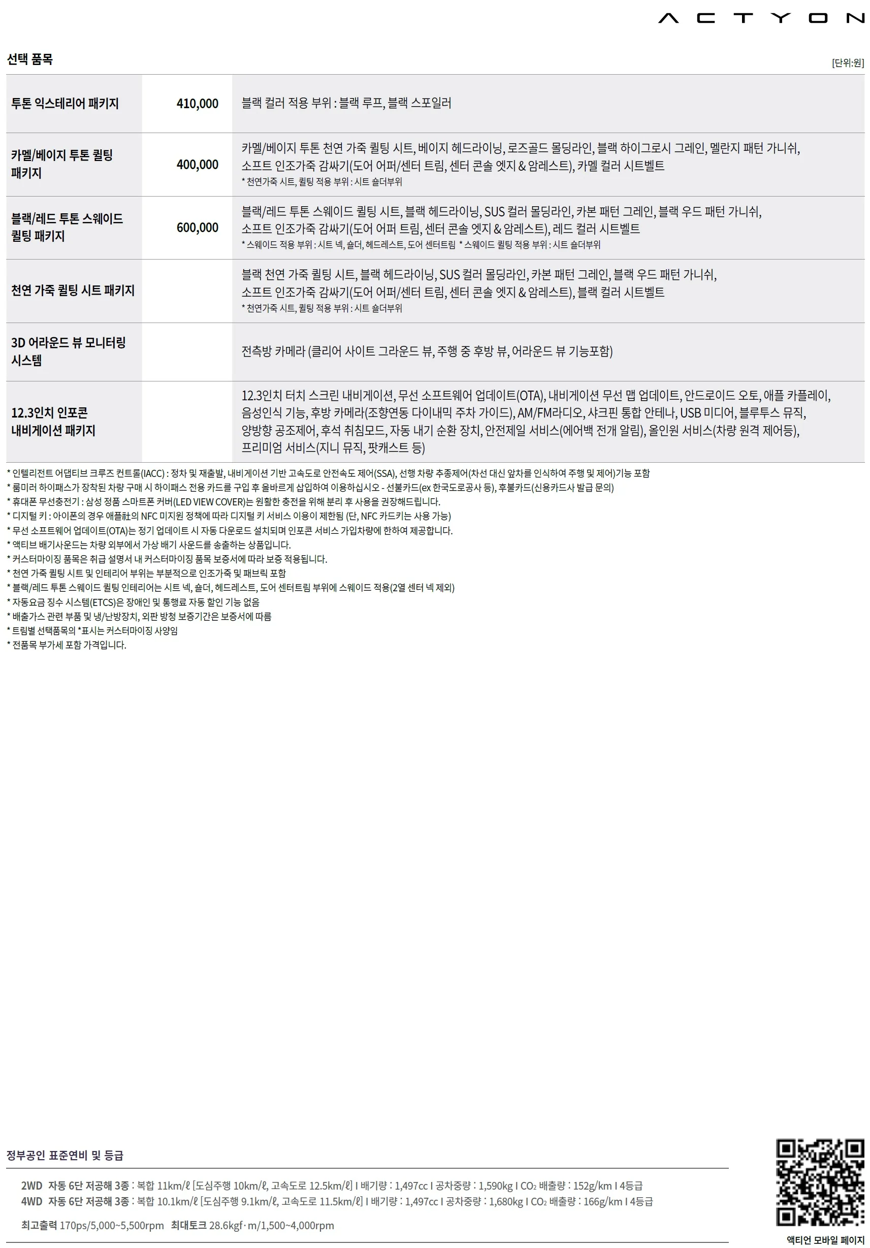 액티언 가격표 - 2025년 01월 2쪽