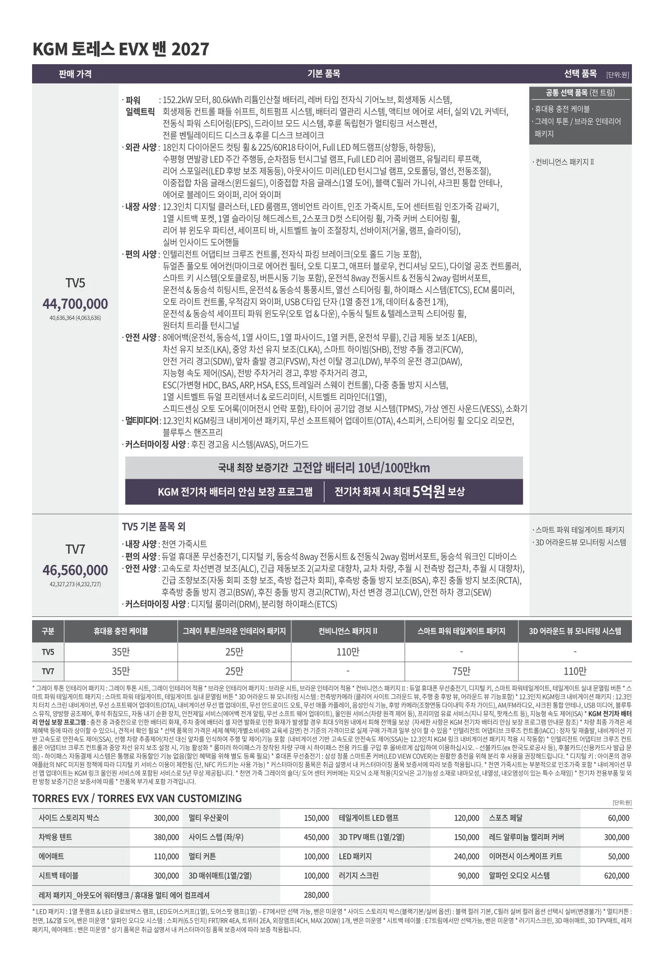 2026년 5월 토레스EVX 신차가격표 (2027년형 토레스EVX 출시) 7쪽