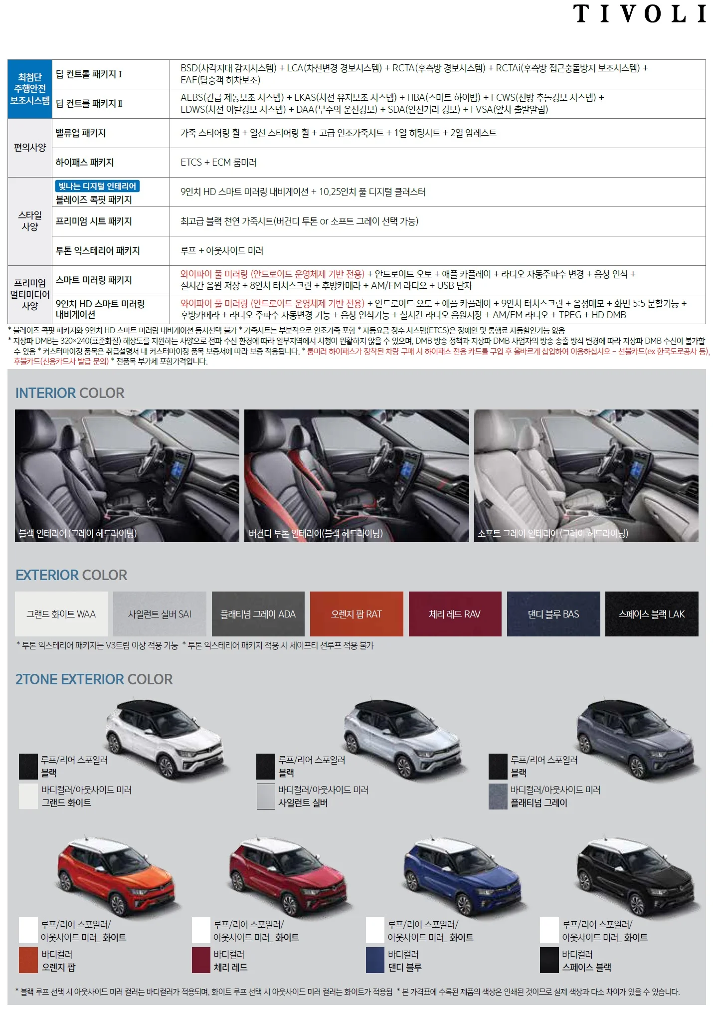 티볼리 가격표 (디젤, 2020년형, 2023 아카이브) 2쪽
