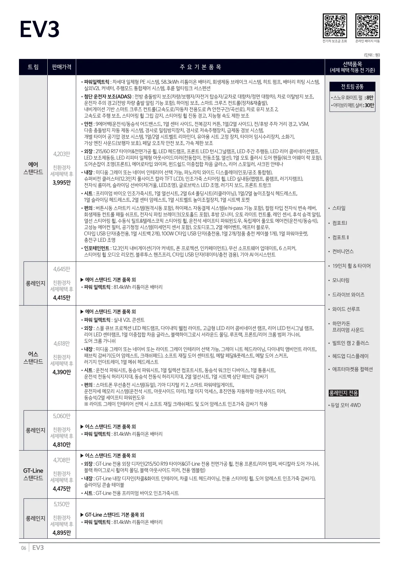 2026년 7월 EV3 신차가격표 1쪽