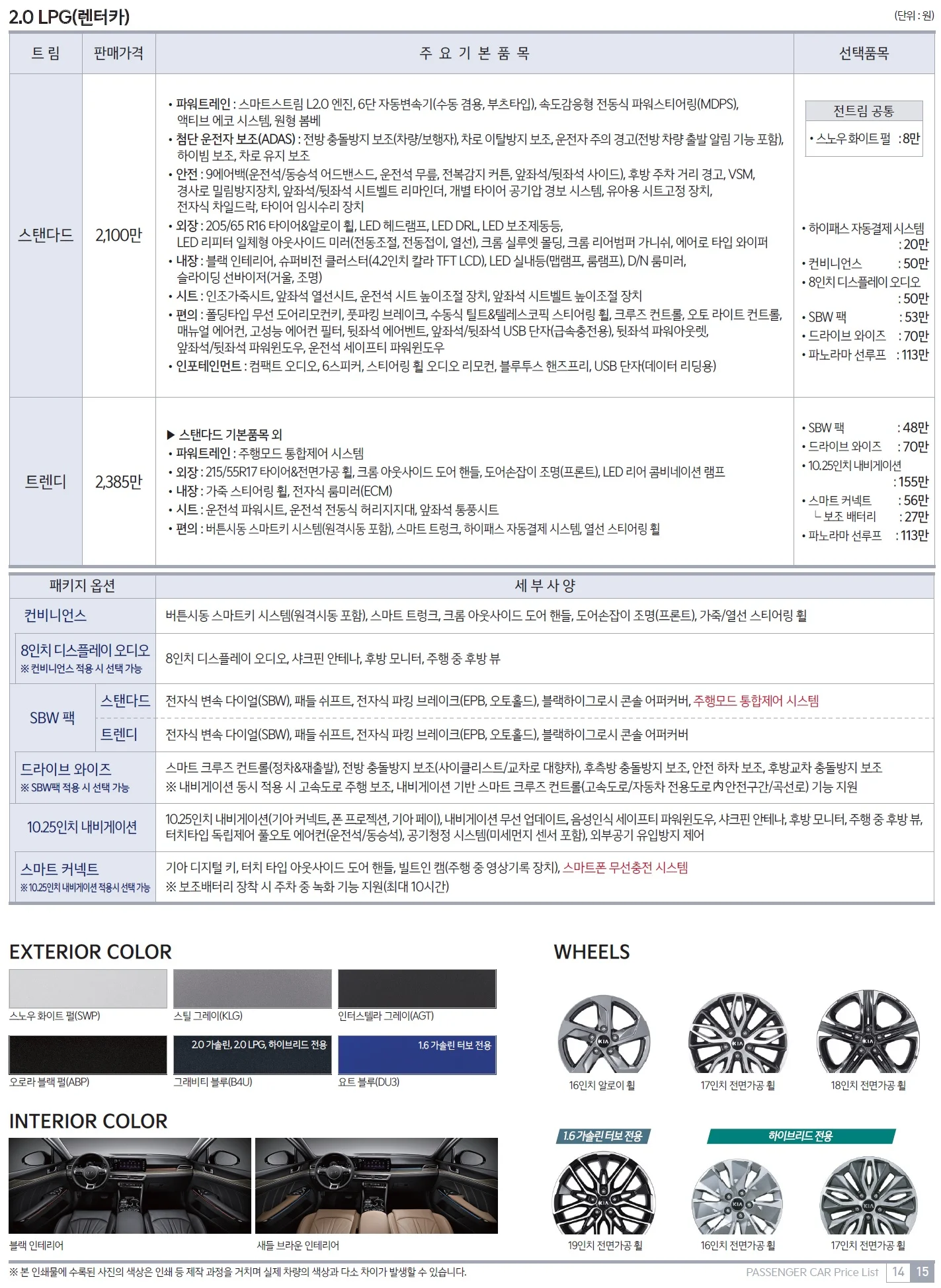 K5 가격표 (LPI, 2022년형, 2023 아카이브) 2쪽