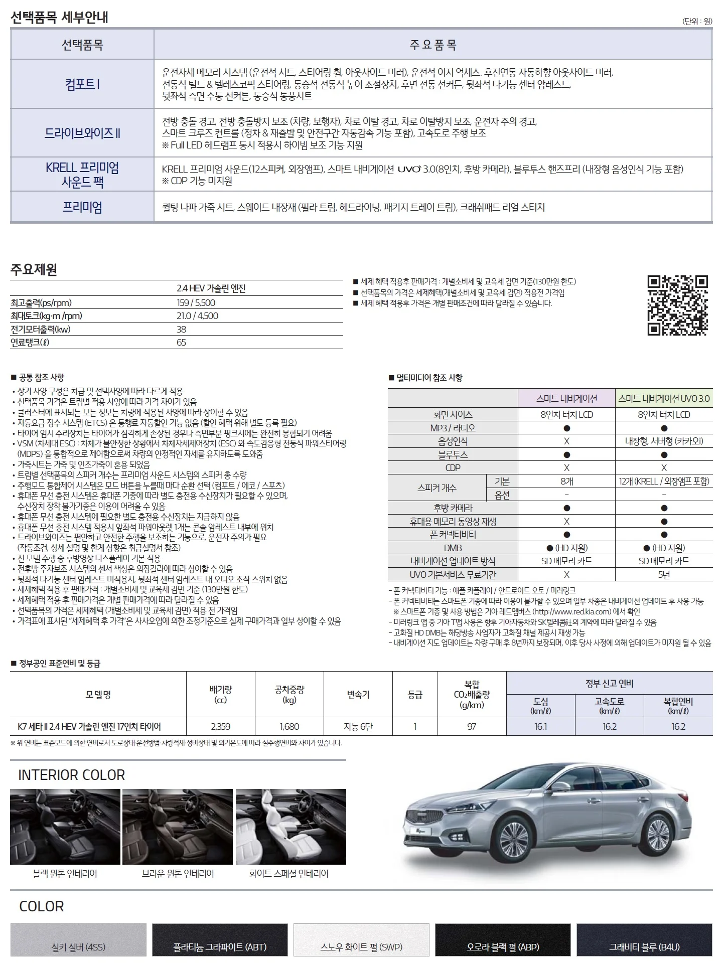 K7 가격표 (하이브리드, 2019년형, 2023 아카이브) 2쪽