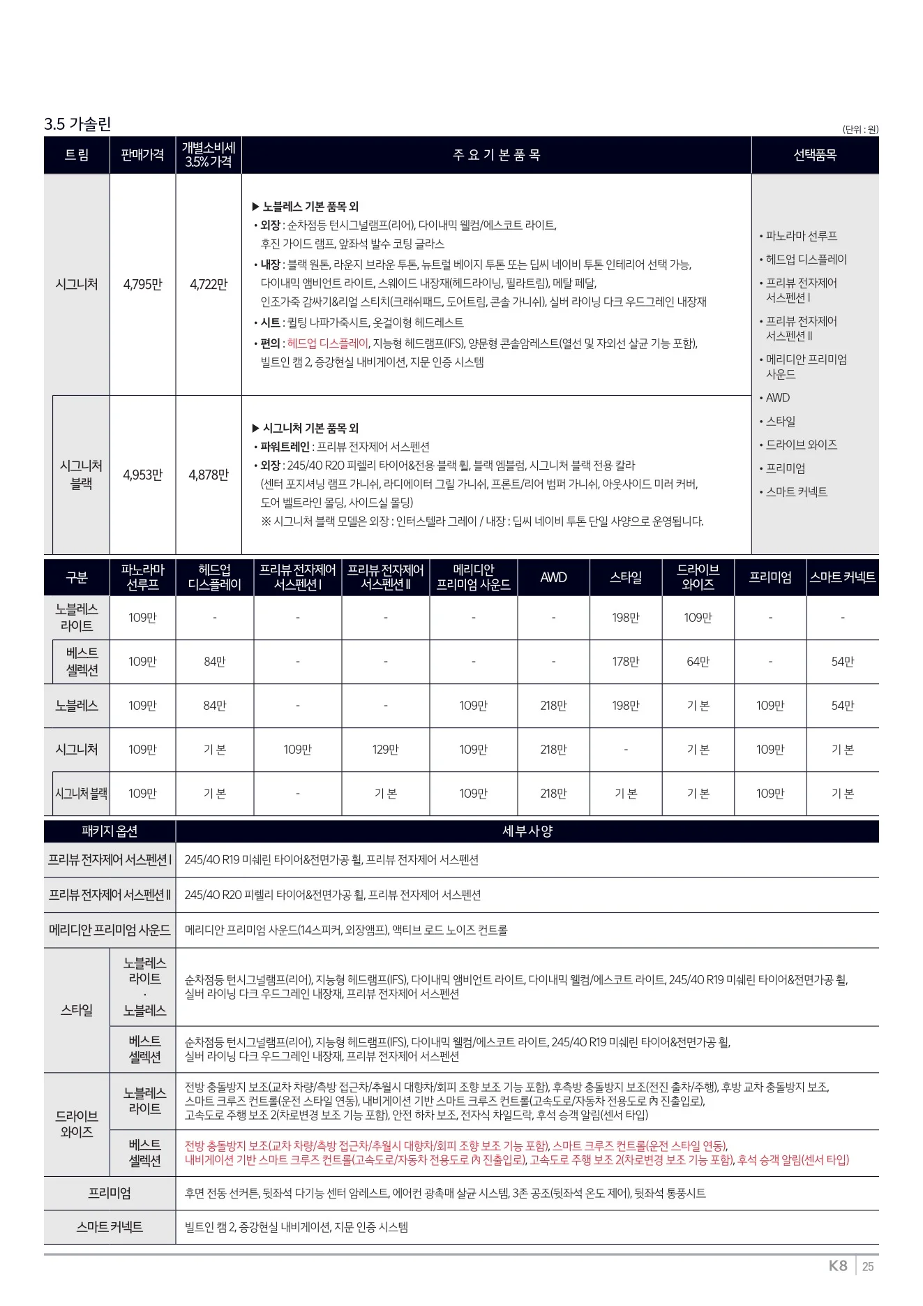 2026년 4월 K8 신차가격표 (2027년형 K8 출시) 6쪽