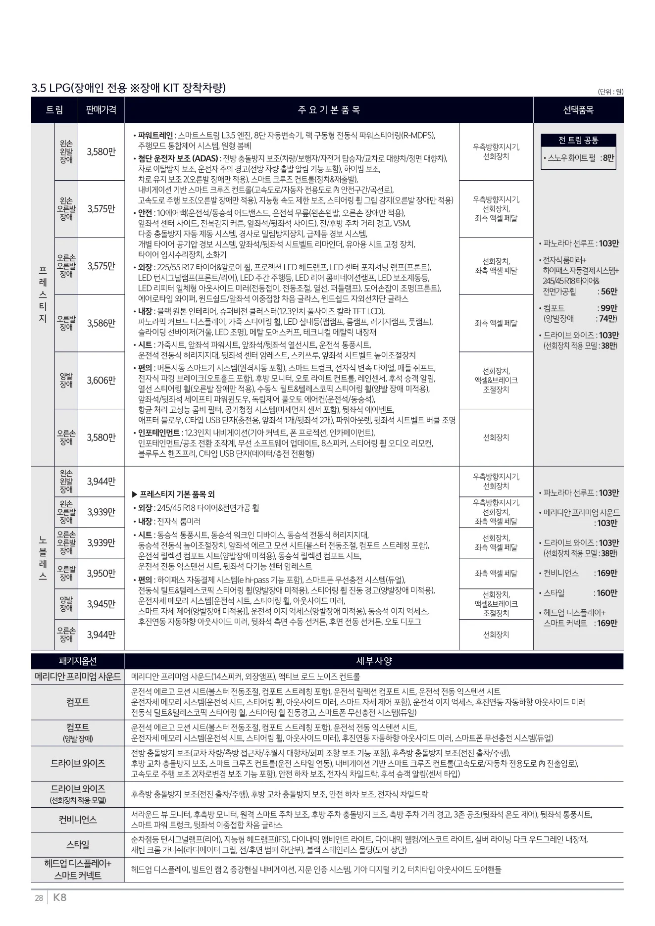 2026년 4월 K8 신차가격표 (2027년형 K8 출시) 9쪽
