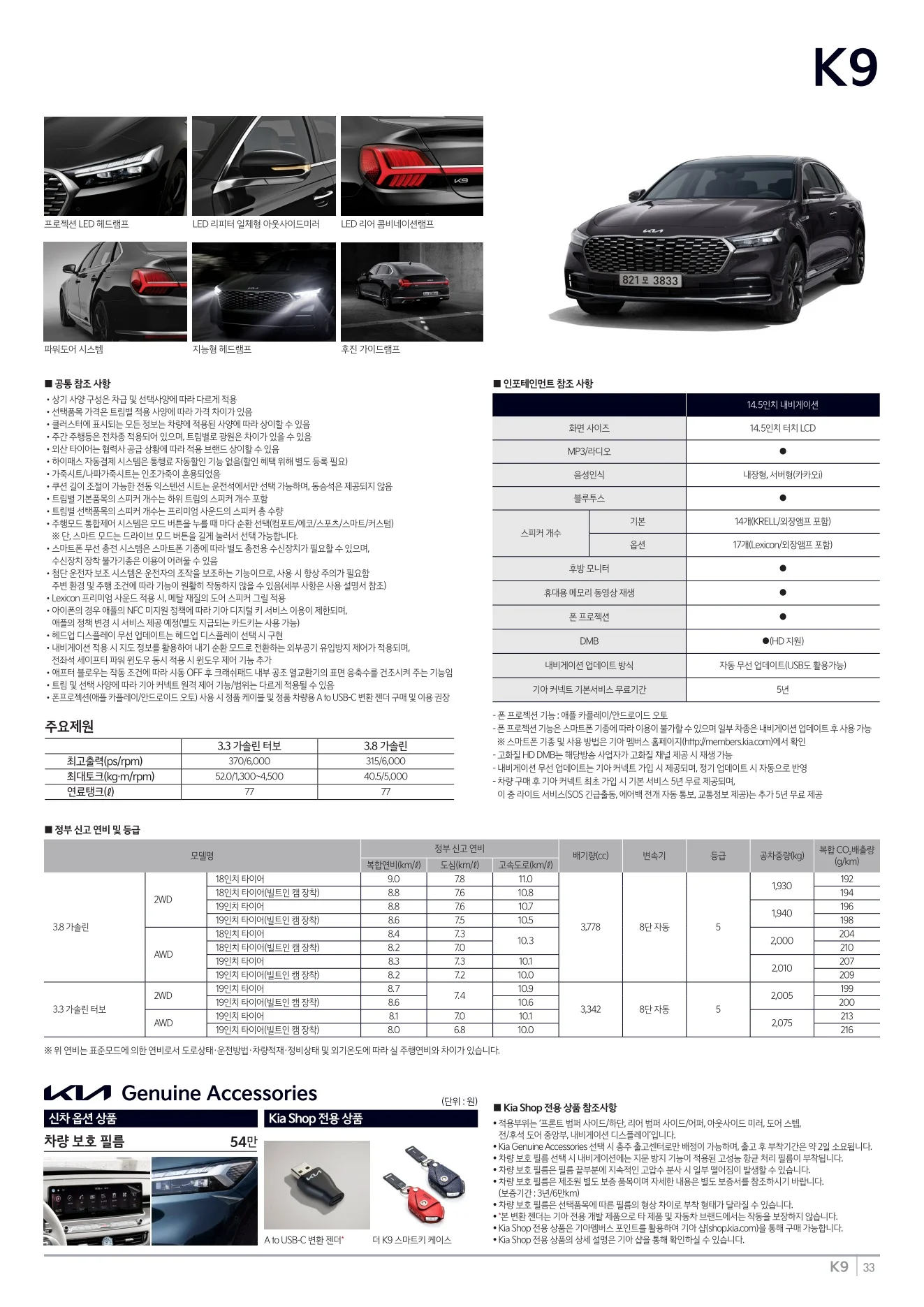 2026년 7월 K9 신차가격표 3쪽