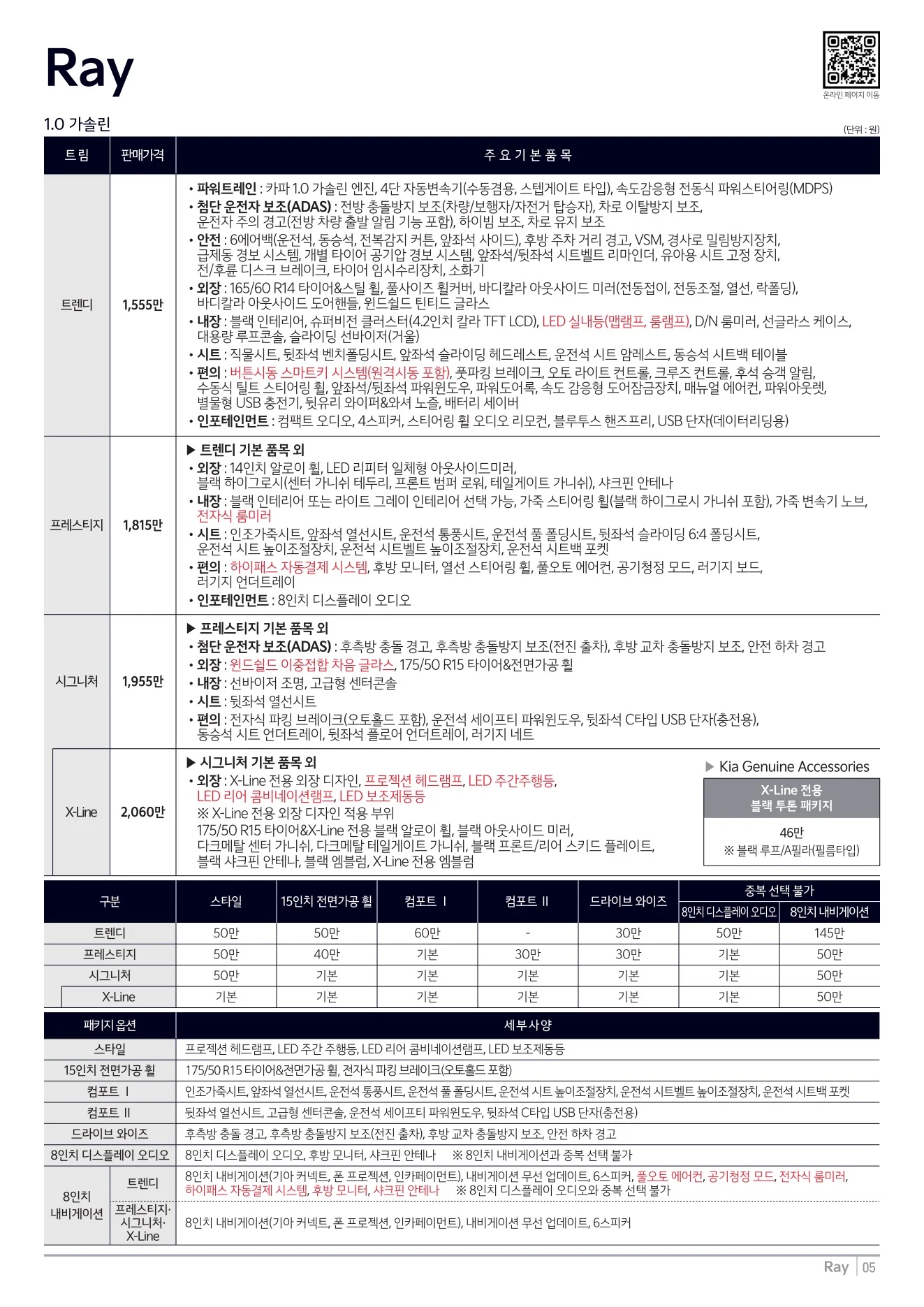 2026년 7월 레이 신차가격표 1쪽