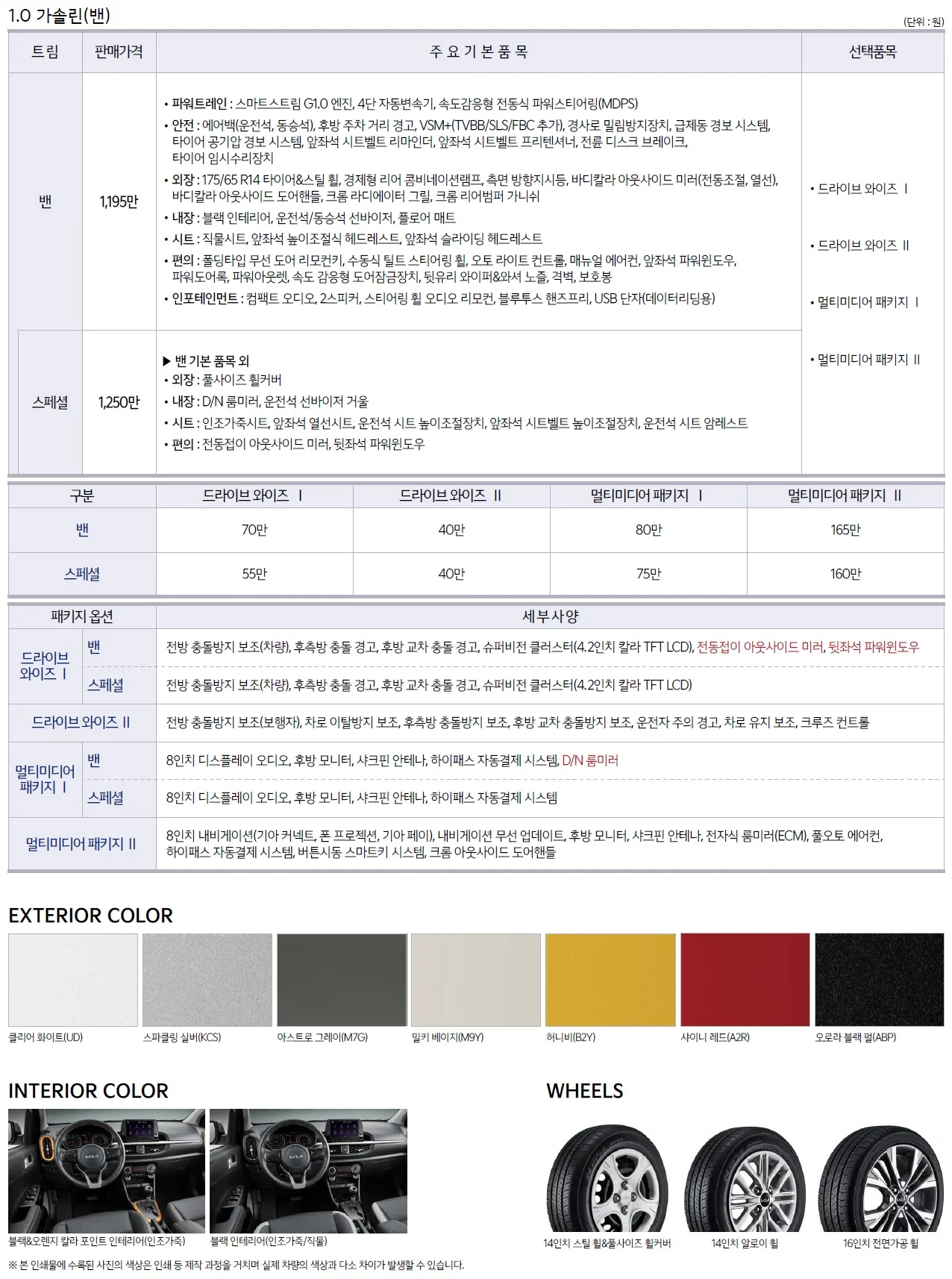 모닝 가격표 (가솔린, 2023년형, 2023 아카이브) 2쪽