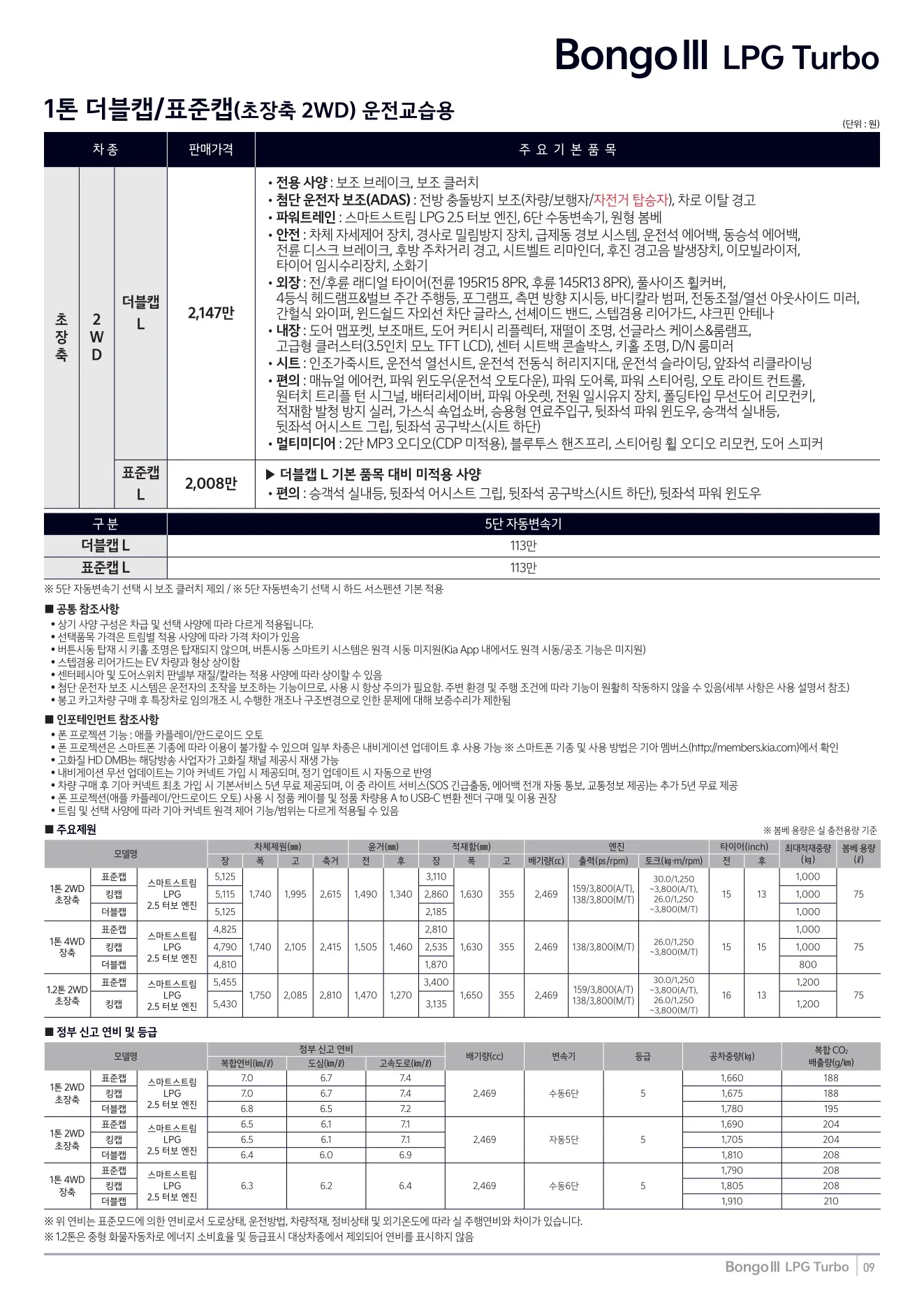 2026년 7월 봉고3 신차가격표 8쪽