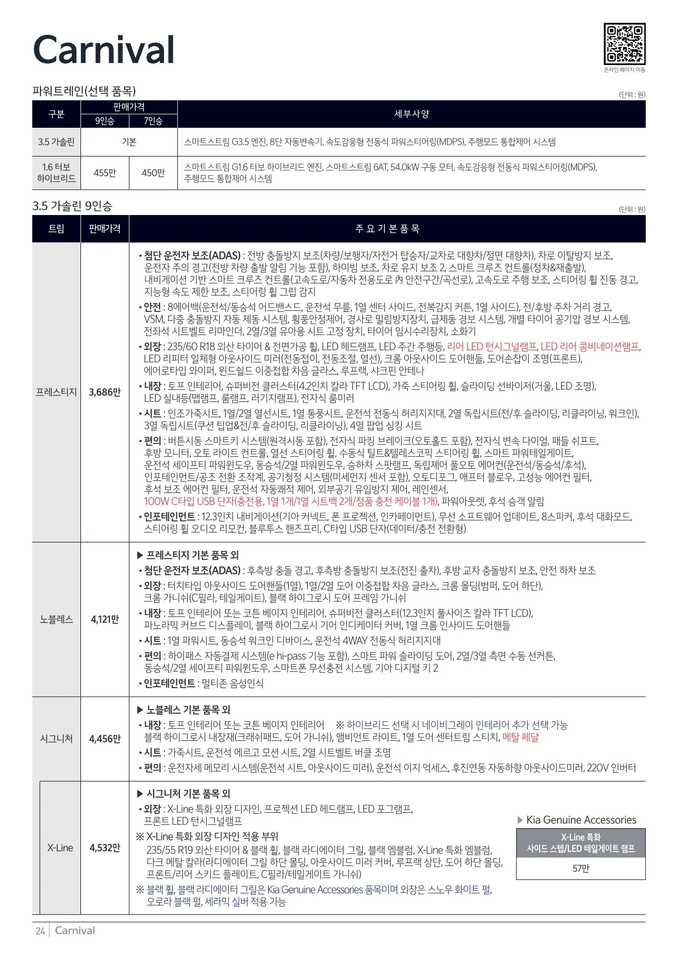 2026년 8월 카니발 신차가격표 (2027년형 카니발 출시) 1쪽