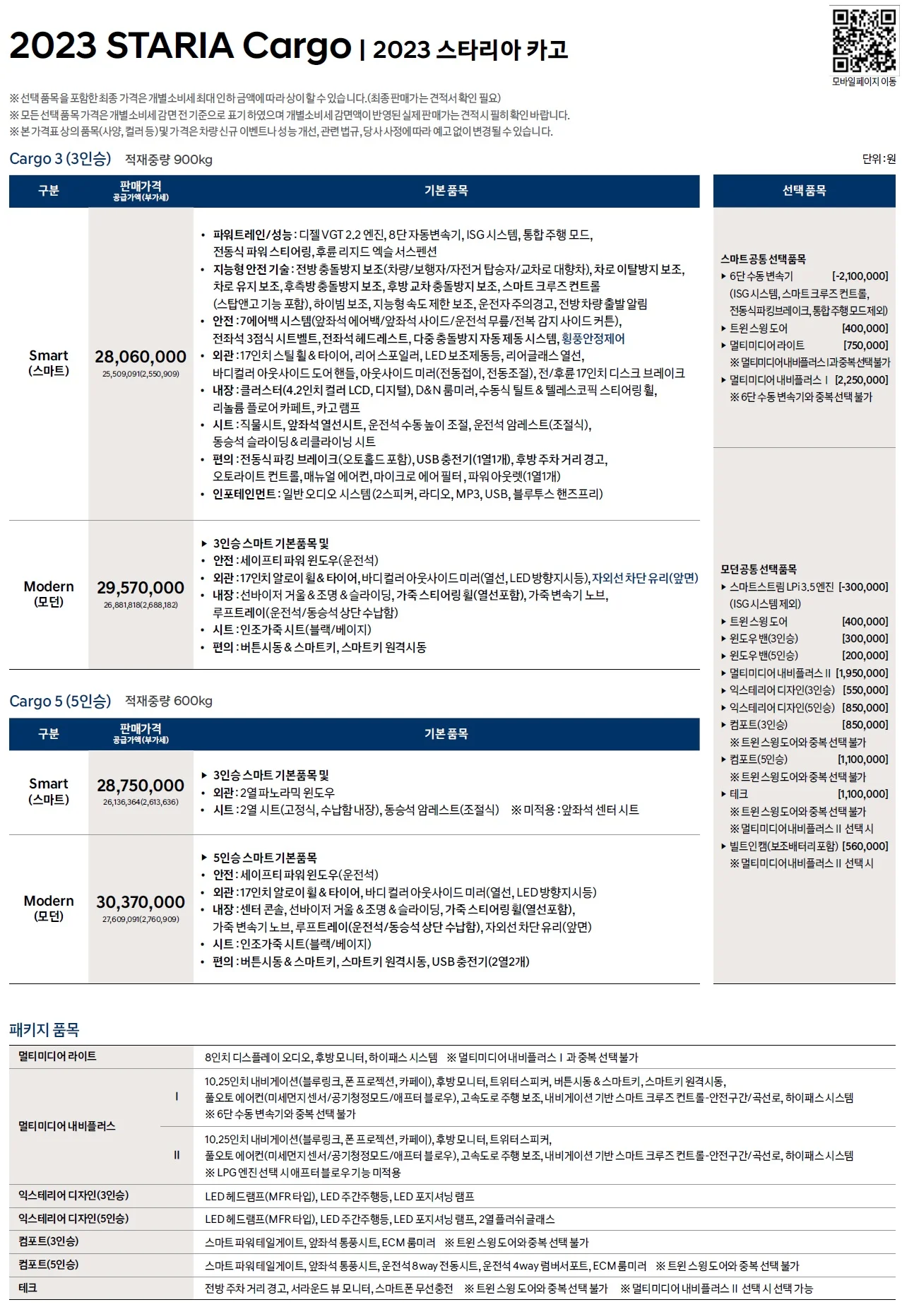 스타리아 가격표 (LPI, 2023년형, 2023 아카이브) 2쪽