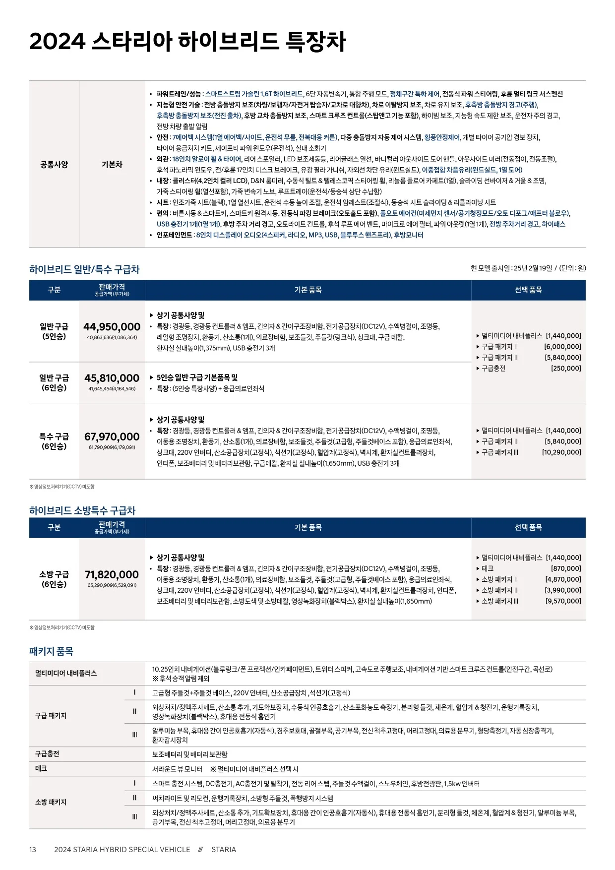 2025년 5월 스타리아 하이브리드 투어러 & 카고 신차가격표 5쪽