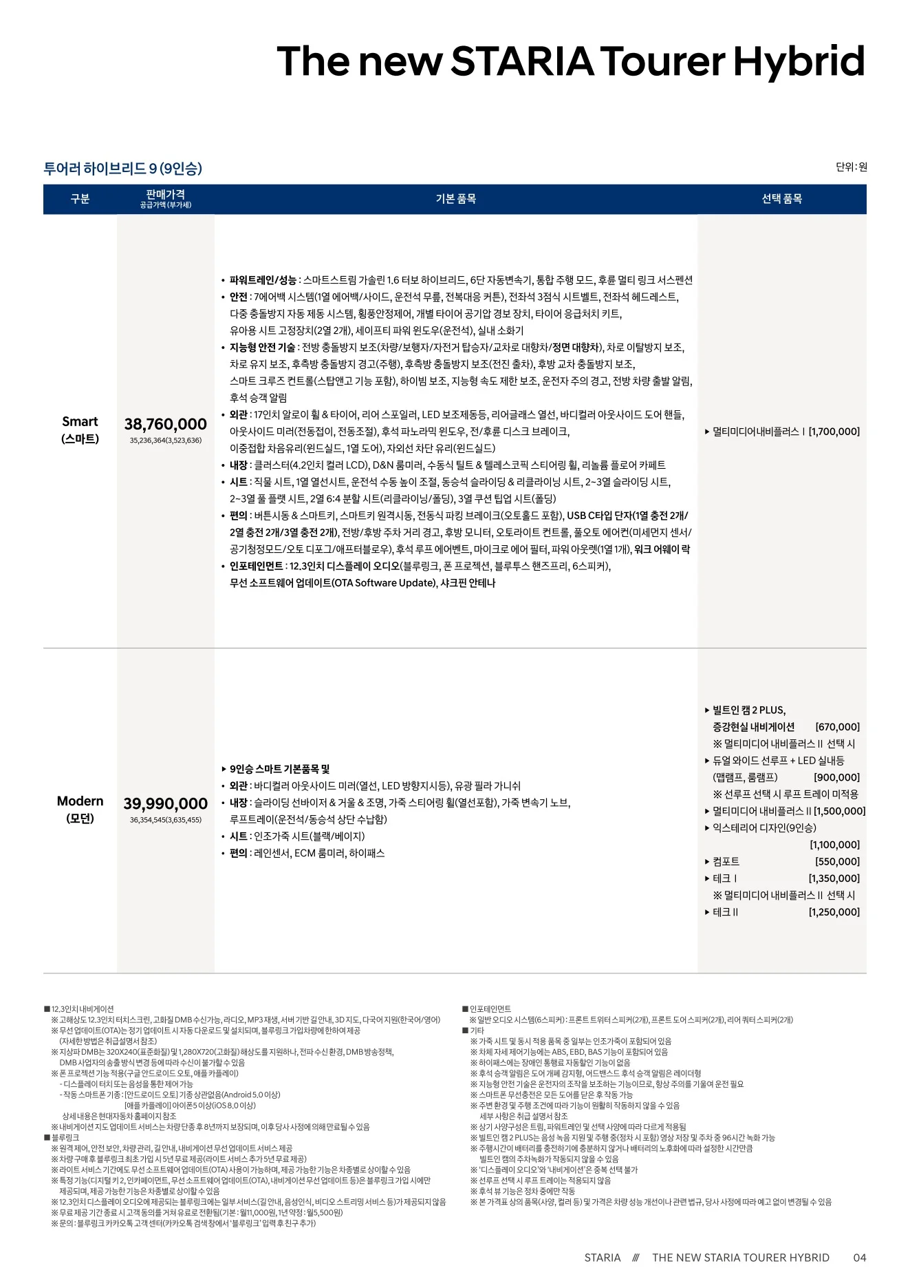 2026년 6월 스타리아 하이브리드 신차가격표 2쪽