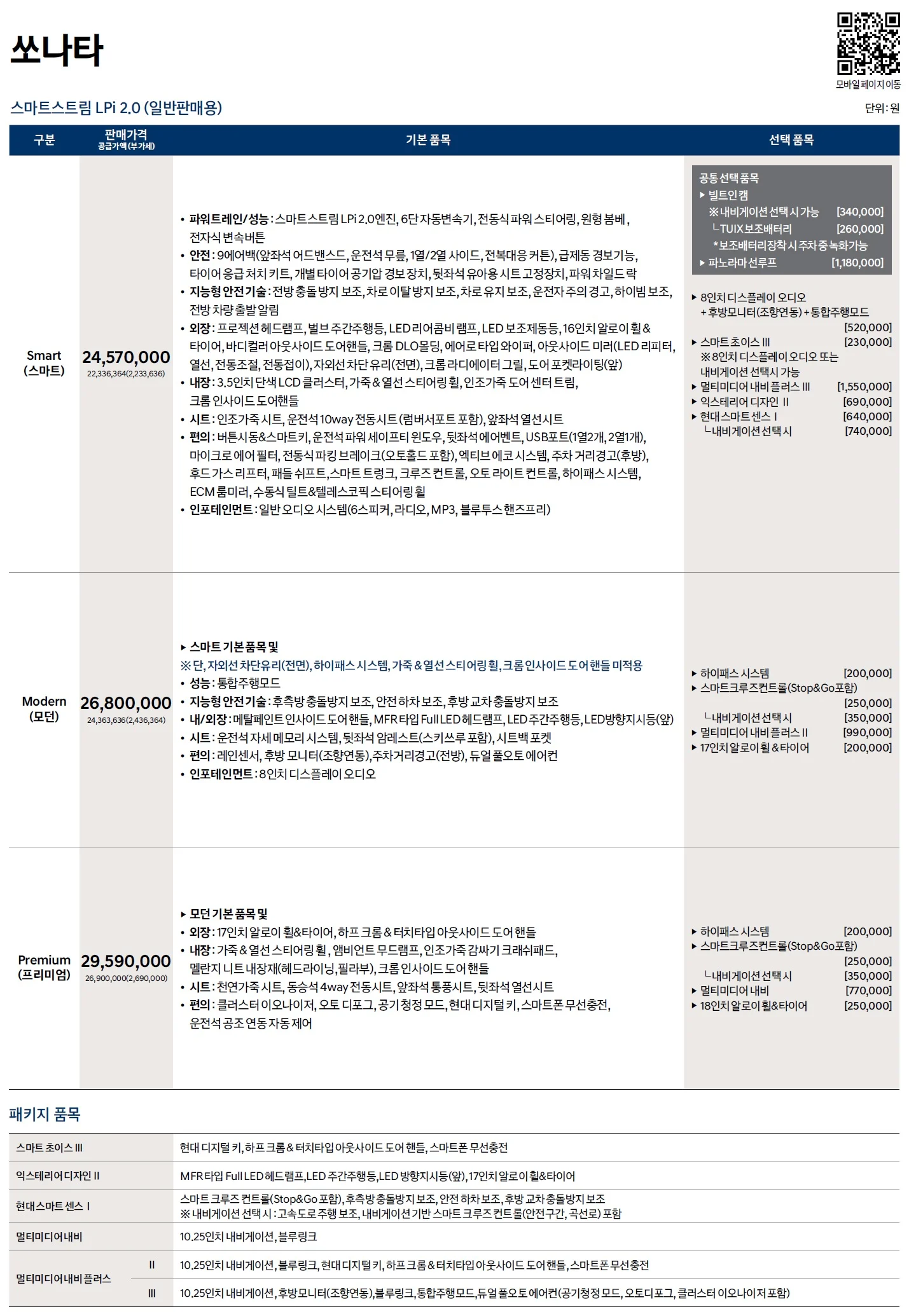 쏘나타 가격표 - 2019년 09월 5쪽