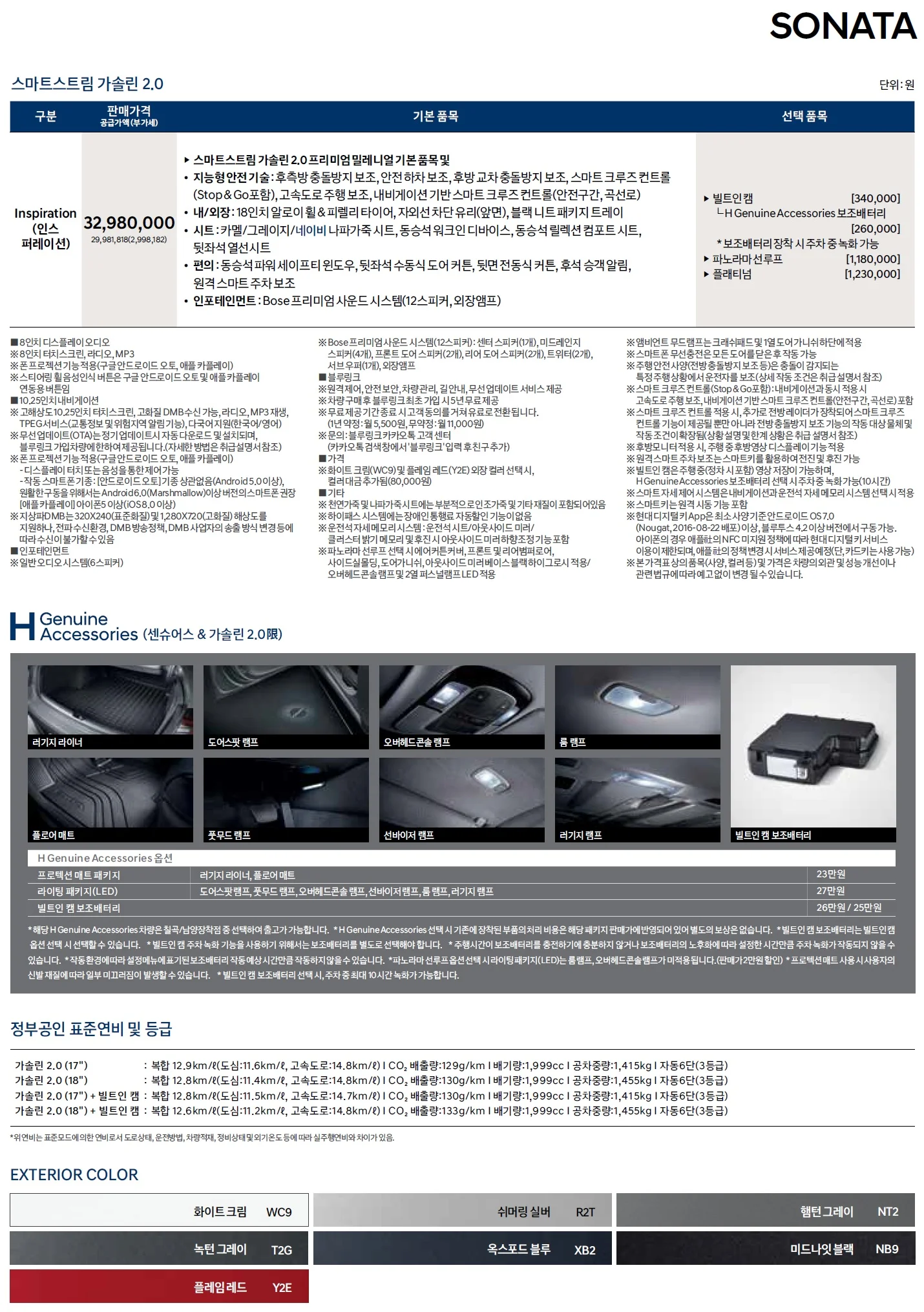 쏘나타 가격표 - 2020년 11월 2쪽