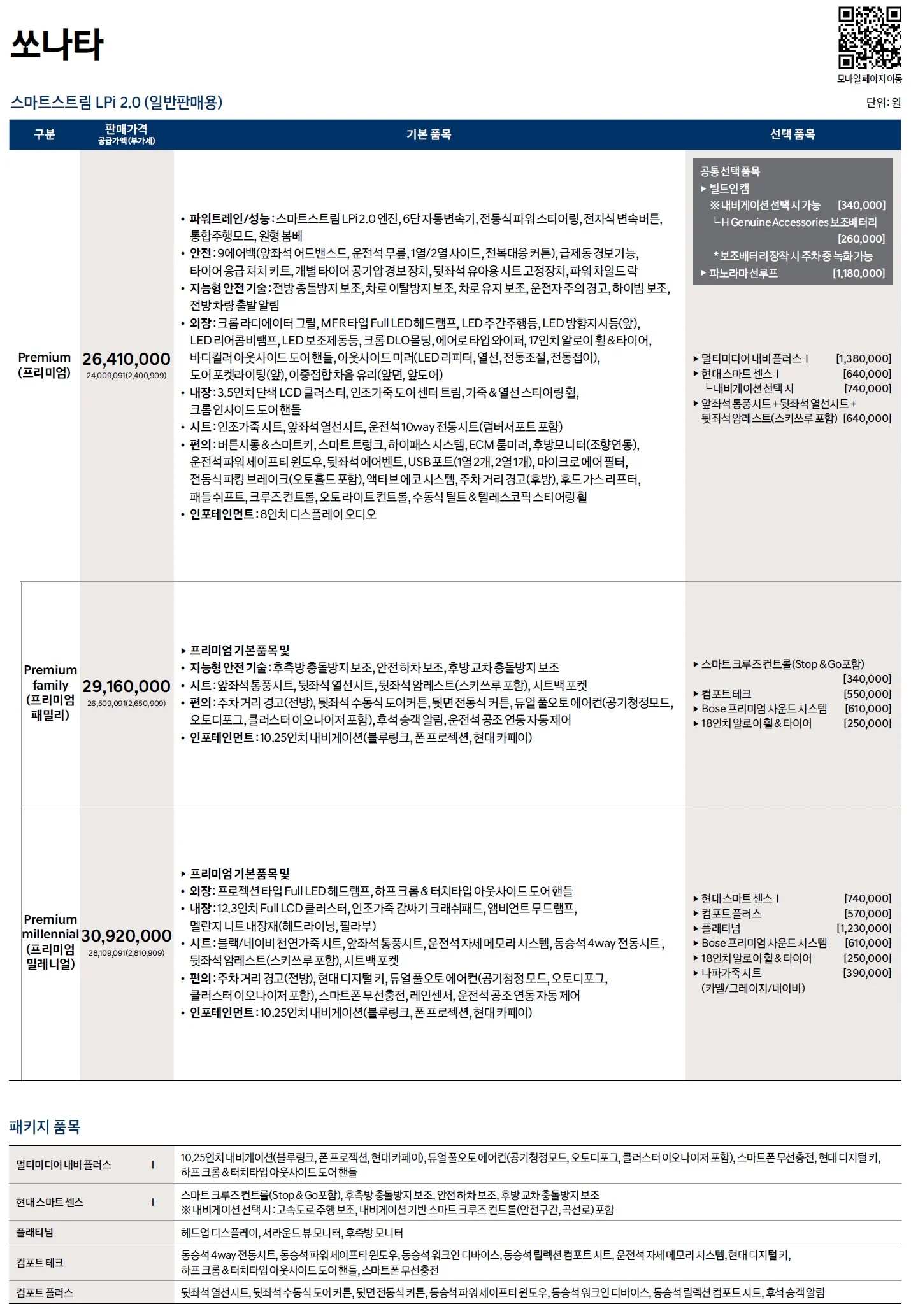 쏘나타 가격표 - 2020년 11월 5쪽