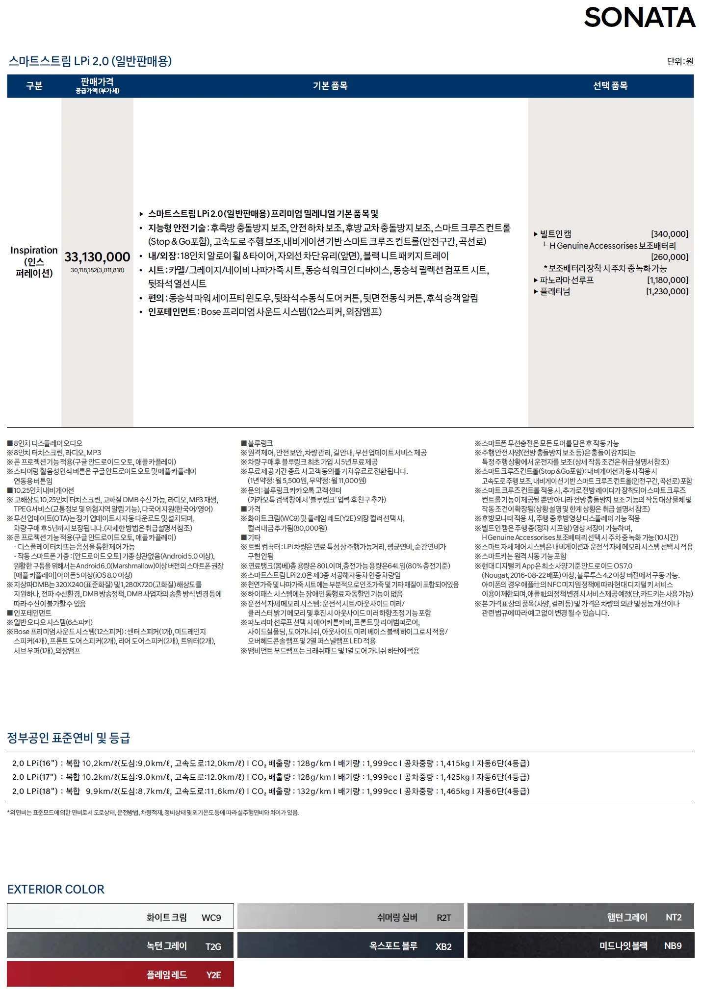 쏘나타 가격표 - 2020년 11월 6쪽