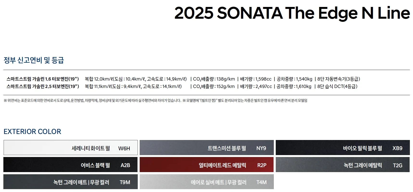 쏘나타 가격표 - 2024년 10월(2025) 11쪽