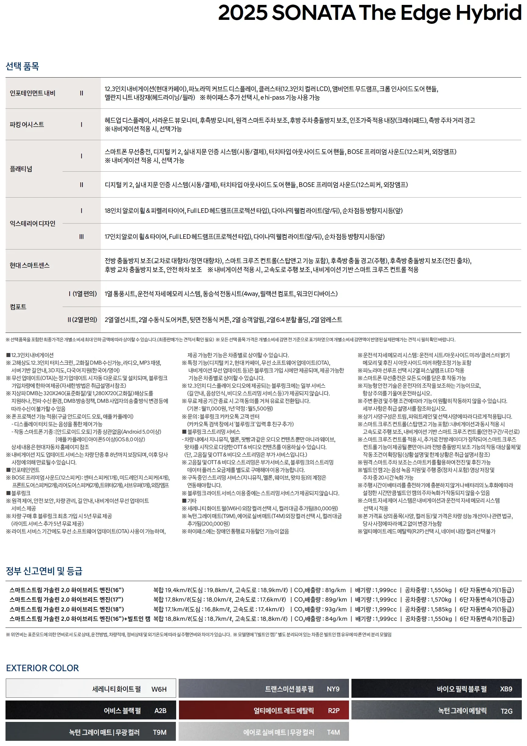 쏘나타 하이브리드 가격표 - 2024년 10월(2025) 2쪽