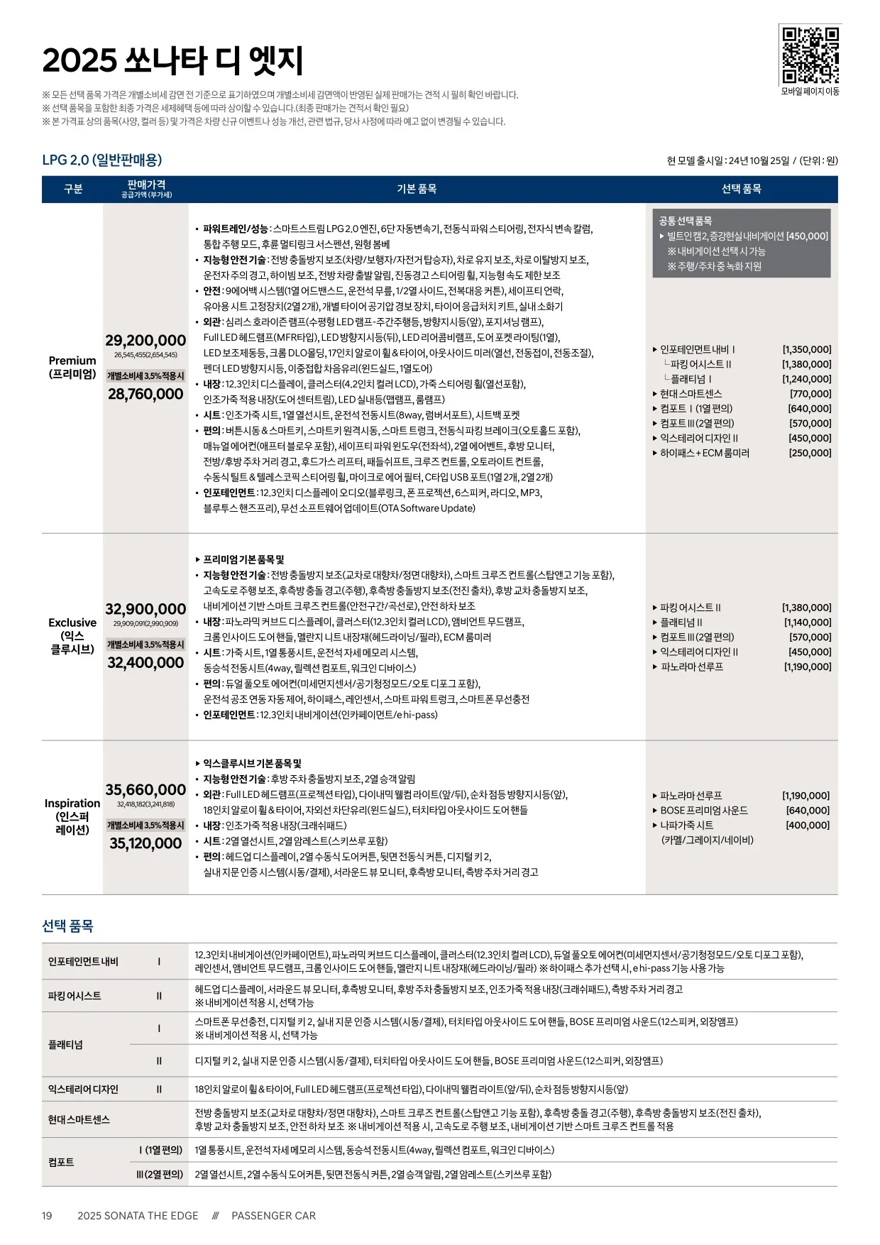 2025년 5월 쏘나타 신차가격표 3쪽