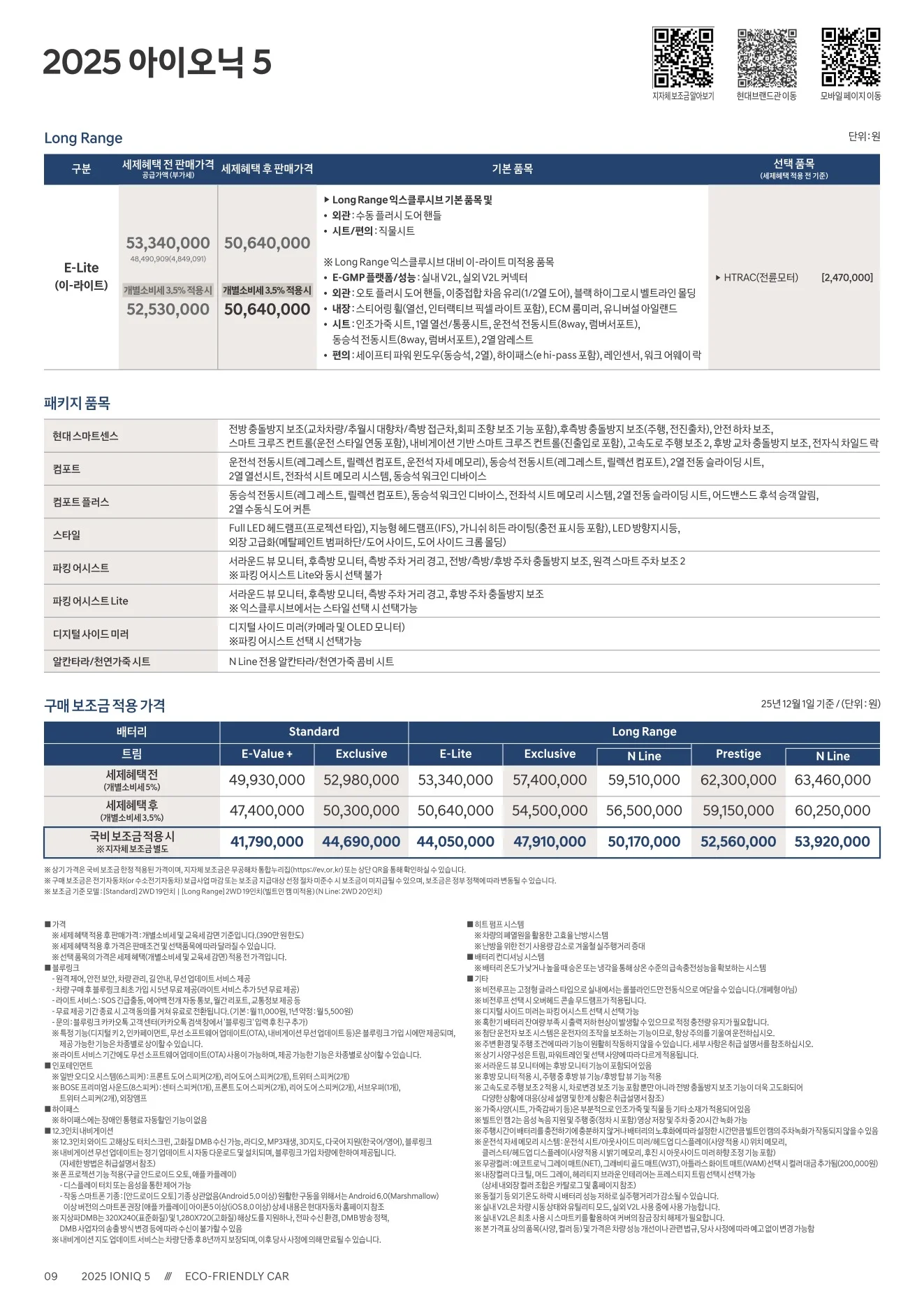 2025년 12월 아이오닉5 신차가격표 3쪽