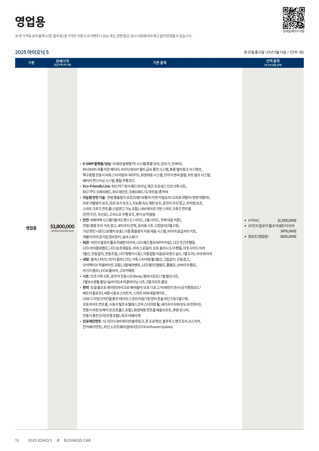2025년 12월 아이오닉5 신차가격표 5쪽