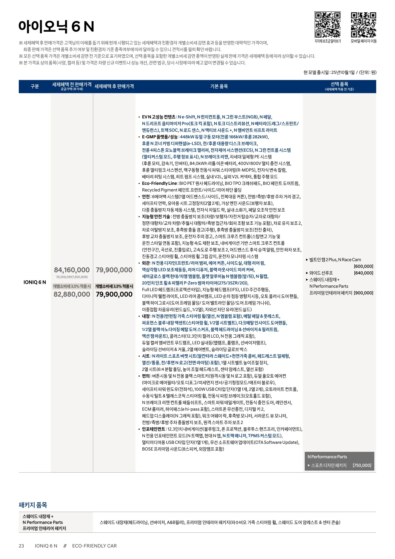 2026년 6월 아이오닉6N 신차가격표 1쪽