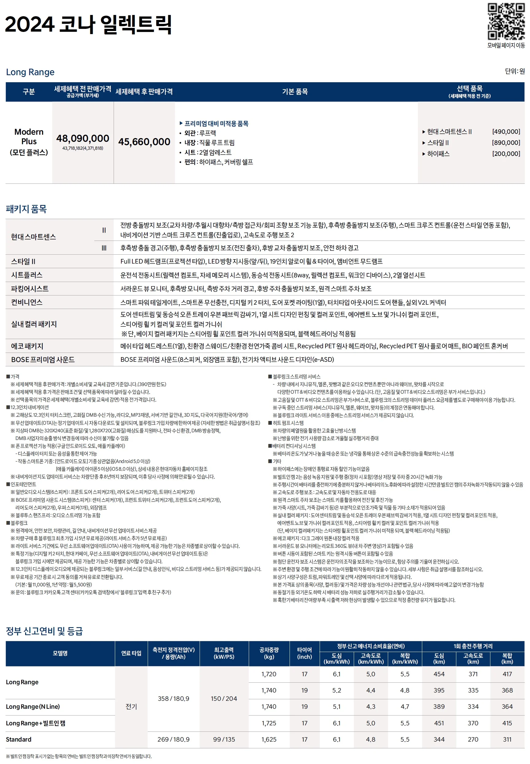 코나 일렉트릭 가격표 - 2024년 09월 3쪽