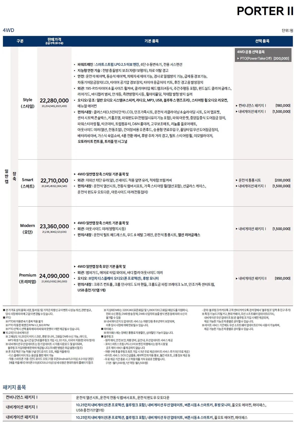 포터 가격표 - 2023년 11월(2024년형) 4쪽