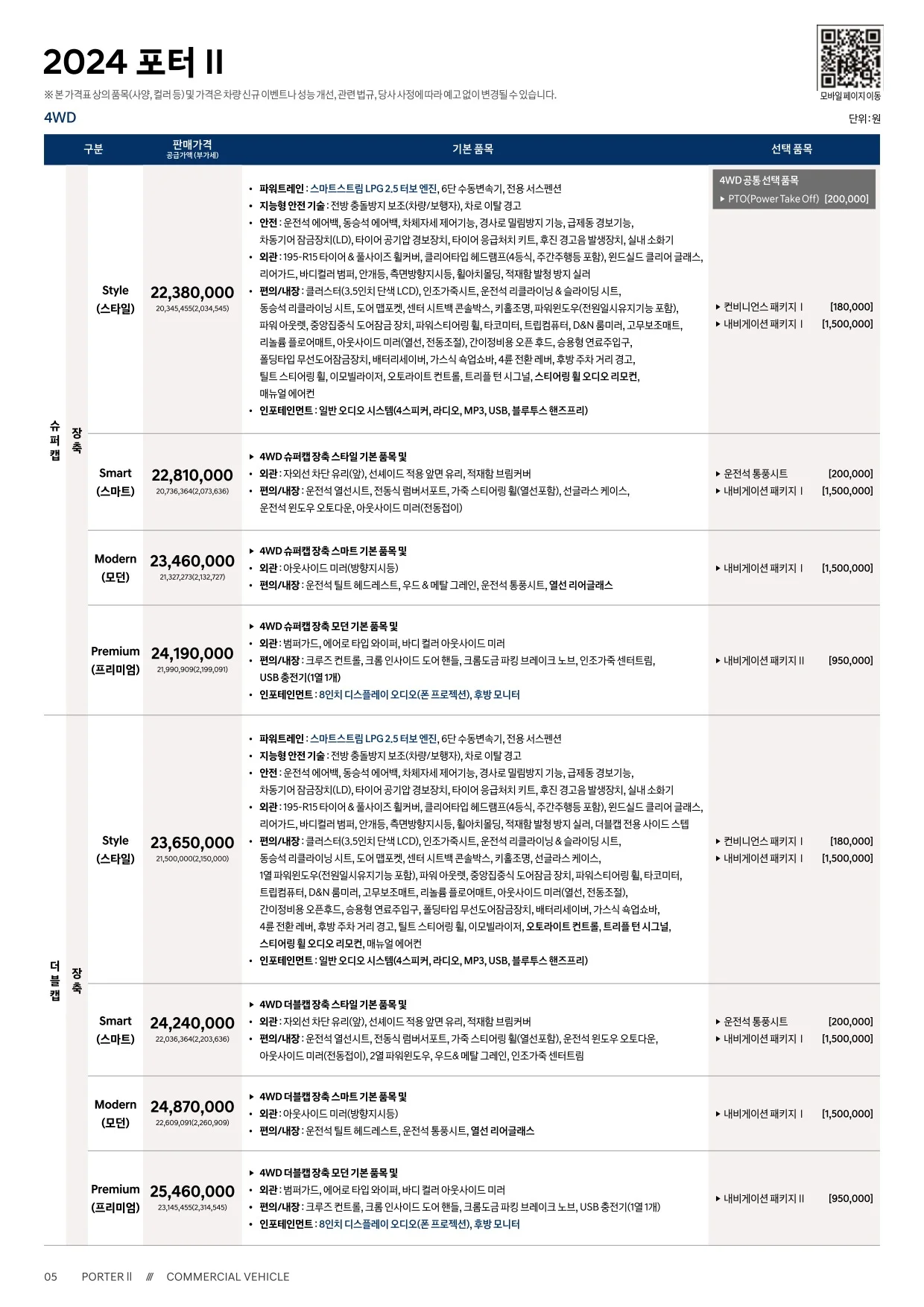 2025년 5월 포터 신차가격표 3쪽